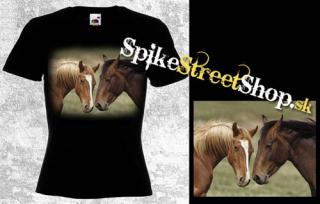 Horses Collection - 2 HNEDÉ KONE - čierne dámske tričko