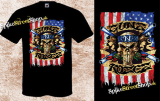 GUNS N ROSES - American Flag Skull - čierne pánske tričko