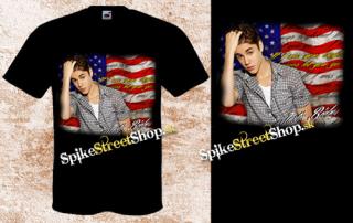 JUSTIN BIEBER - American Portrait - čierne pánske tričko