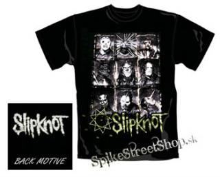 SLIPKNOT - Mask Portrait Neon Green Logo - čierne pánske tričko