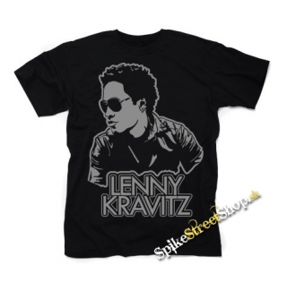 LENNY KRAVITZ - Logo & Portrait Grey - čierne pánske tričko (-20%=Výpredaj)