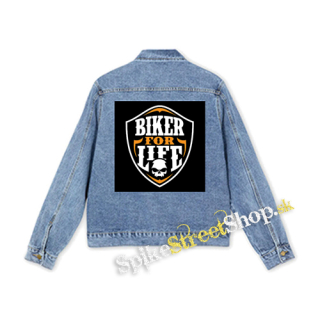 BIKER FOR LIFE - Skull Logo Crest NA ČIERNE - štvorcová chrbtová nášivka