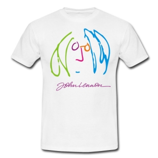 JOHN LENNON - Face & Signature - biele pánske tričko