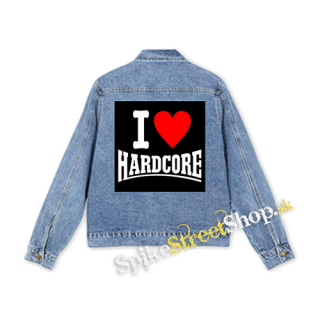 I LOVE HARDCORE na ČIERNE - štvorcová chrbtová nášivka