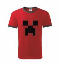 MINECRAFT - Creeper - červené pánske tričko CONTRAST DUO-COLOUR