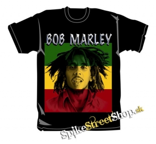BOB MARLEY - Rasta Flag - čierne pánske tričko