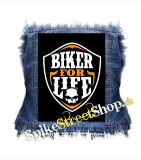 BIKER FOR LIFE - Skull Logo Crest - chrbtová nášivka
