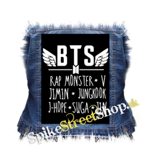 BTS - BANGTAN BOYS - Logo And Names - chrbtová nášivka