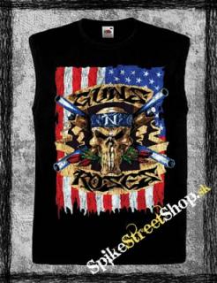 GUNS N ROSES - American Flag Skull - čierne pánske tričko bez rukávov