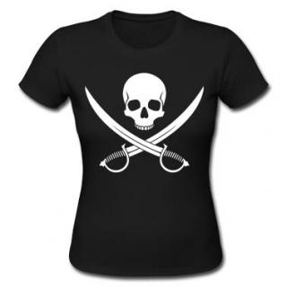 PIRATE SKULL - čierne dámske tričko