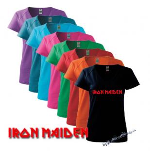 IRON MAIDEN - Red Logo - farebné dámske tričko