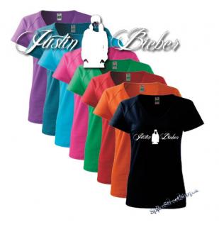 JUSTIN BIEBER - Logo - farebné dámske tričko