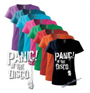 PANIC! AT THE DISCO - White Logo - farebné dámske tričko