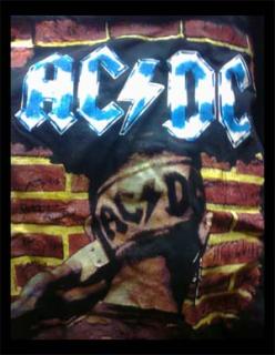 AC/DC - Blue Logo + Wall - chrbtová nášivka