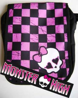 MONSTER HIGH - Ska Skull - ružovočierna šachovnica - dievčenská taška - menšia