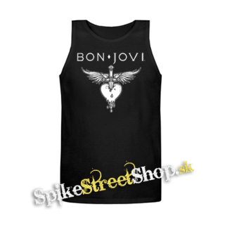 BON JOVI - Heart - Mens Vest Tank Top - čierne tielko