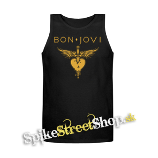 BON JOVI - Yellow Heart - Mens Vest Tank Top - čierne tielko