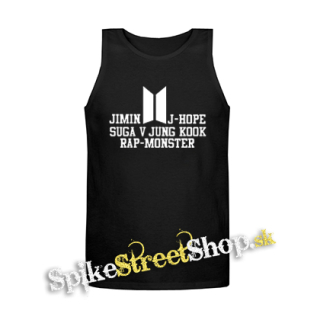 BTS - BANGTAN BOYS - Names Crest Logo - Mens Vest Tank Top - čierne tielko