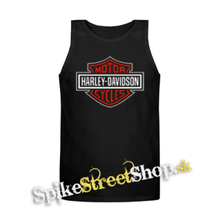 HARLEY DAVIDSON - Red Crest Logo Motive 2 - Mens Vest Tank Top - čierne tielko