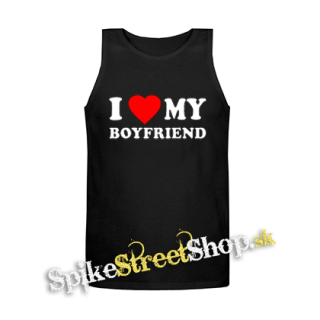 I LOVE MY BOYFRIEND - Mens Vest Tank Top - čierne tielko