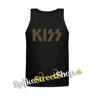KISS - Gold Logo - Mens Vest Tank Top - čierne tielko