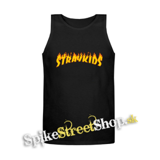 STRAY KIDS - Thrasher Logo Flame - Mens Vest Tank Top - čierne tielko
