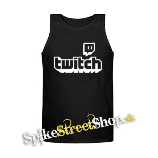 TWITCH - White Logo Sign - Mens Vest Tank Top - čierne tielko
