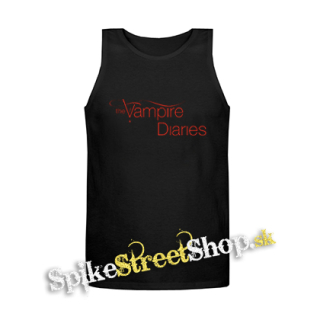 VAMPIRE DIARIES - Red Logo - Mens Vest Tank Top - čierne tielko
