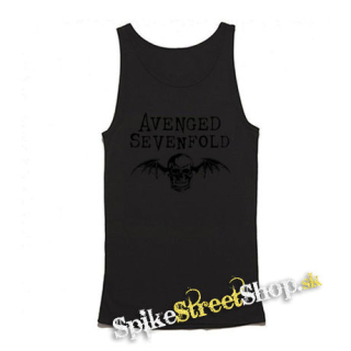 AVENGED SEVENFOLD - Logo A7X Skull NA BIELE - Mens Vest Tank Top - čierne tielko