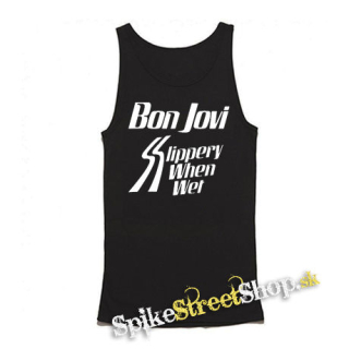 BON JOVI - Slippery When Wet - Mens Vest Tank Top - čierne tielko