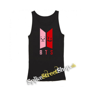 BTS - Emoji BT21 Logo COLOUR - Mens Vest Tank Top - čierne tielko