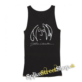 JOHN LENNON - Face & Signature - Mens Vest Tank Top - čierne tielko