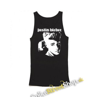 JUSTIN BIEBER - Logo & Portrait Motive 1 - Mens Vest Tank Top - čierne tielko