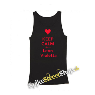 KEEP CALM I LOVE LEON VIOLETTA - Mens Vest Tank Top - čierne tielko