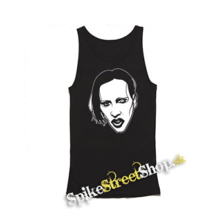 MARILYN MANSON - Art Drawing Portrait - Mens Vest Tank Top - čierne tielko