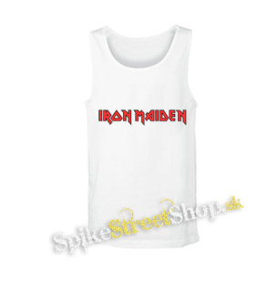IRON MAIDEN - Logo Red White - biele pánske tielko