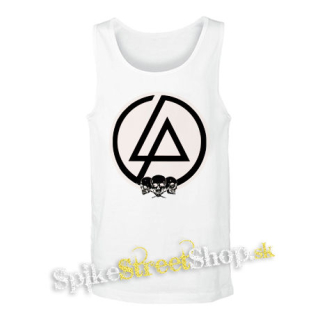 LINKIN PARK - Brown Logo And Skulls - biele pánske tielko