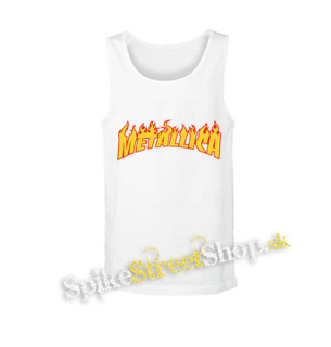 METALLICA - Thrasher Logo Flame - biele pánske tielko