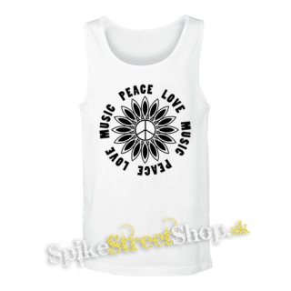PEACE LOVE MUSIC - biele pánske tielko
