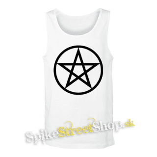 PENTAGRAM - Kladný - biele pánske tielko
