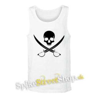 PIRATE SKULL - biele pánske tielko