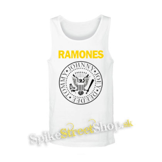 RAMONES - Yellow Logo White Symbol - biele pánske tielko