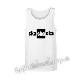 SKA SKA SKA - Nápis Šachovnica - biele pánske tielko