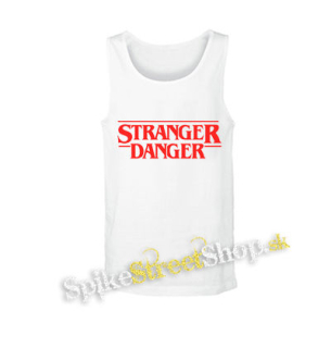 STRANGER DANGER - Red Logo - biele pánske tielko