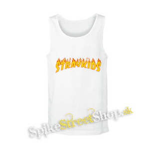 STRAY KIDS - Thrasher Logo Flame - biele pánske tielko