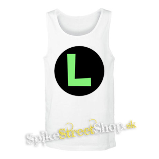 SUPER MARIO - Green Luigi Logo - biele pánske tielko