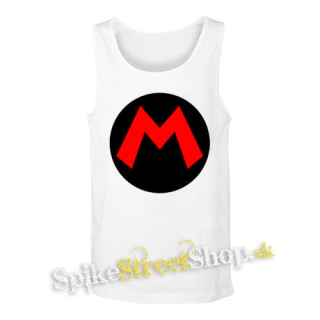 SUPER MARIO - Red Logo Crest - biele pánske tielko