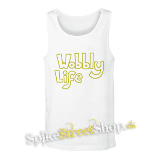 WOBBLY LIFE - Logo Yellow - biele pánske tielko