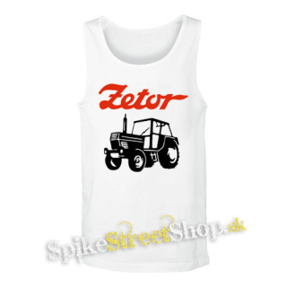 ZETOR - Červené logo a traktor - biele pánske tielko