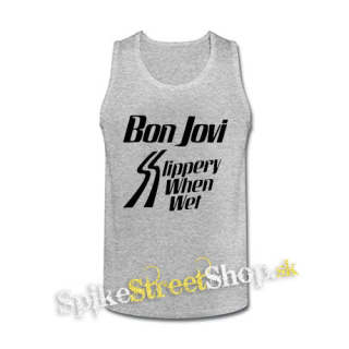 BON JOVI - Slippery When Wet - šedé pánske tielko